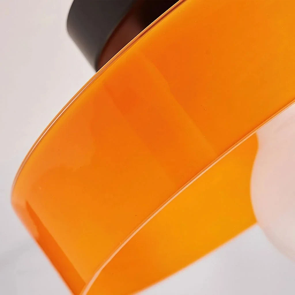 Translucent coloured glass shade close-up