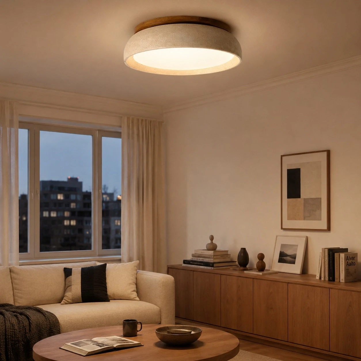 Travertine light in a living room