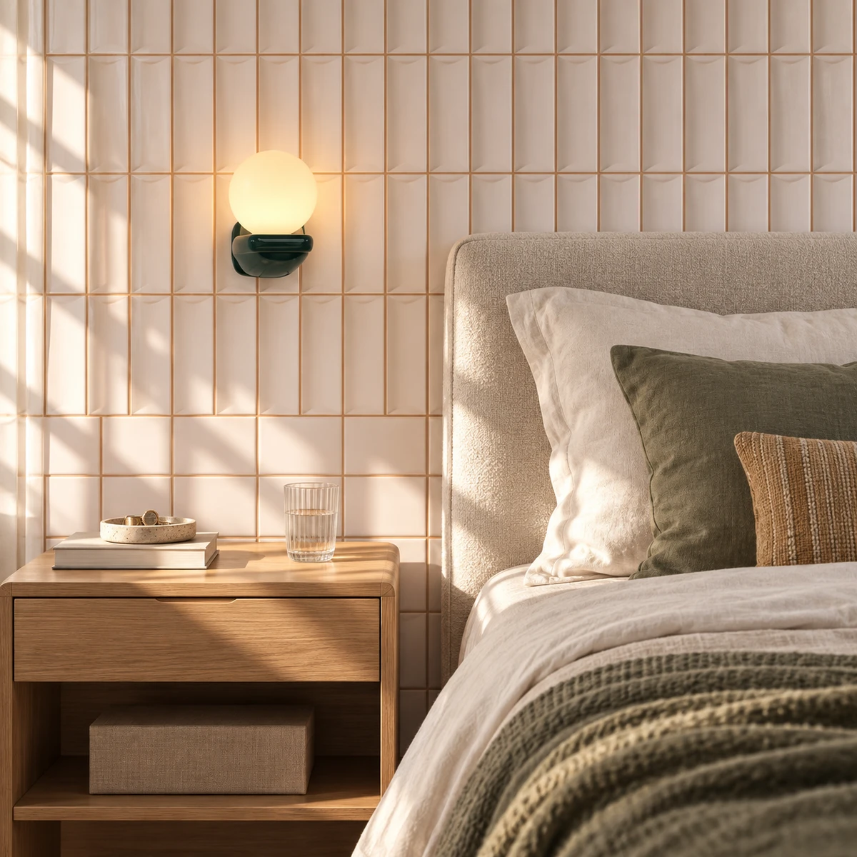 Pink wall lamp in bedroom