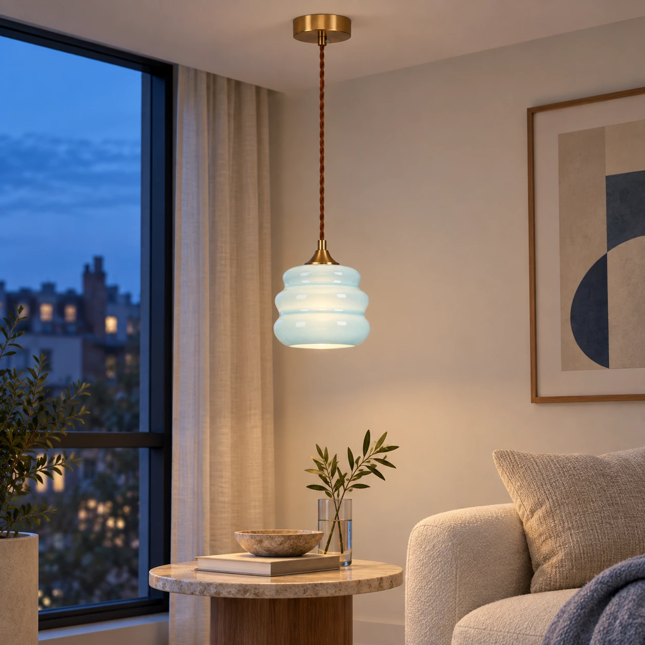 Maris Bauhaus Blue Glass Pendant Light image 6