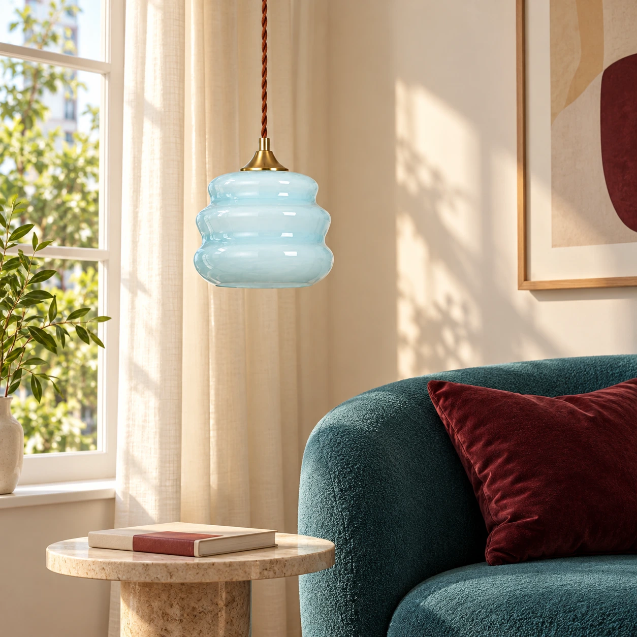 Maris Bauhaus Blue Glass Pendant Light image 8