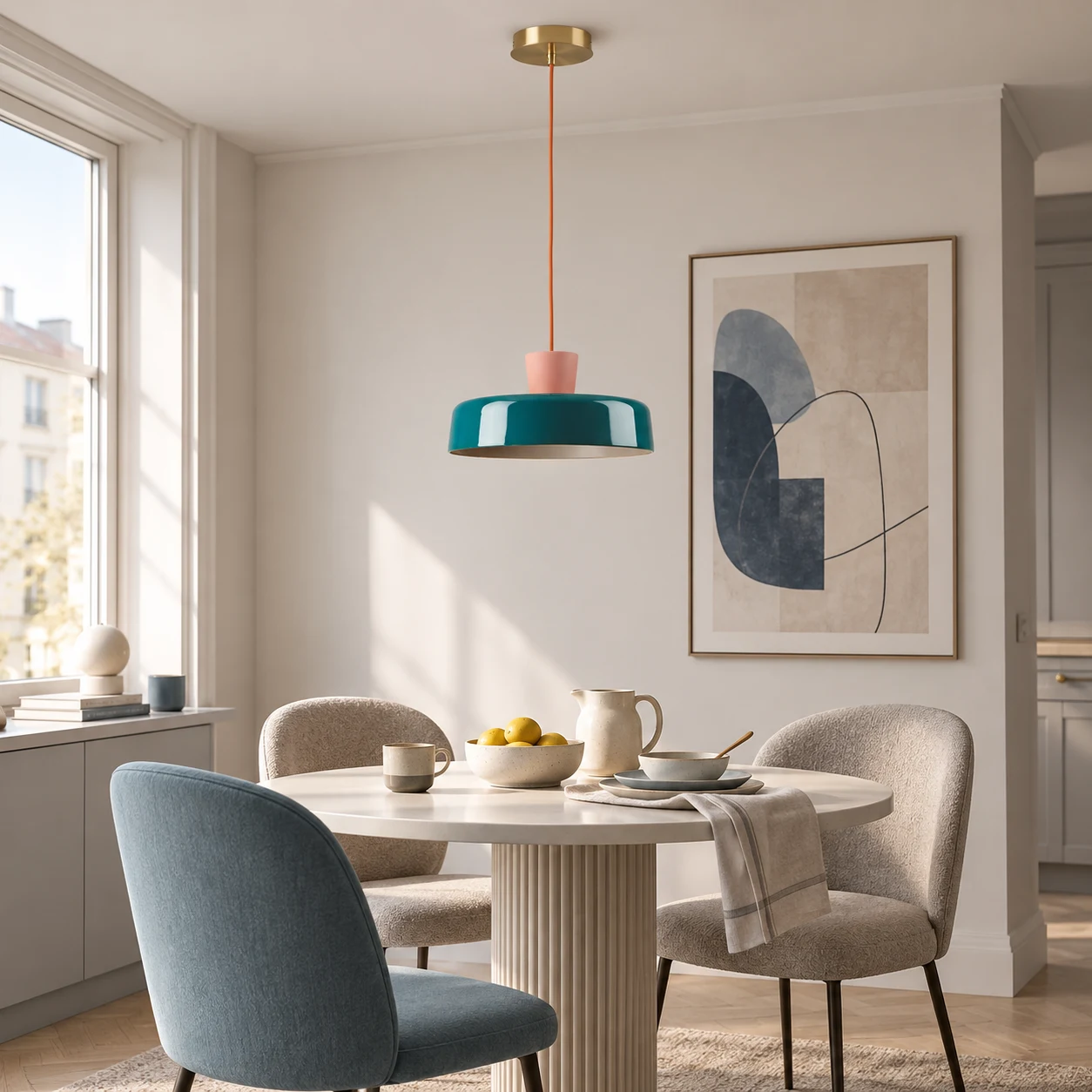 Suki pendant light in a Nordic breakfast corner