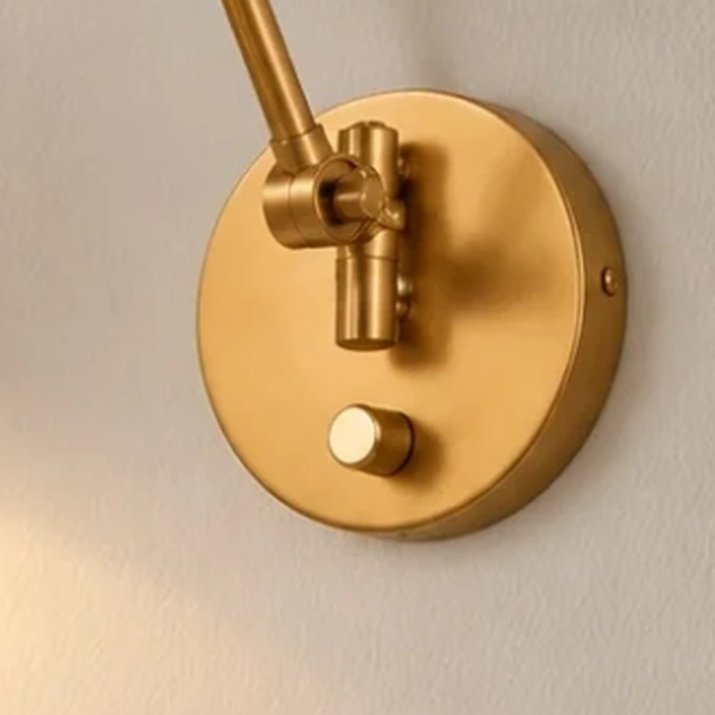 Jove Industrial Adjustable Swing Arm BrassWall Light detail 3