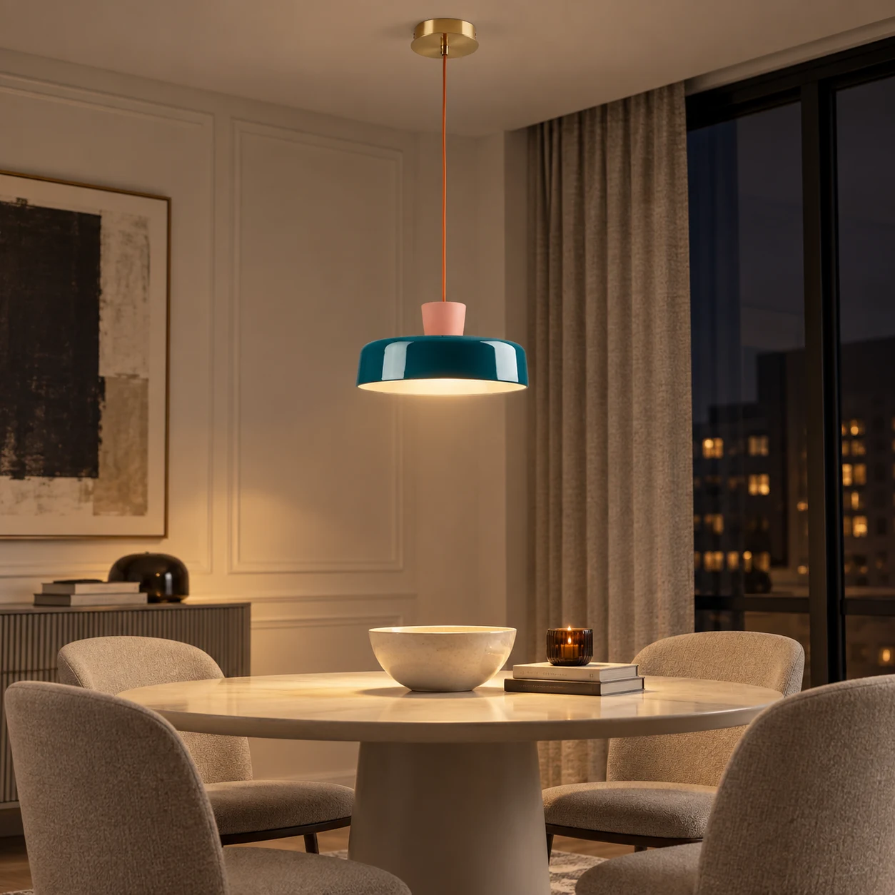 Suki pendant light in a evening glow scene