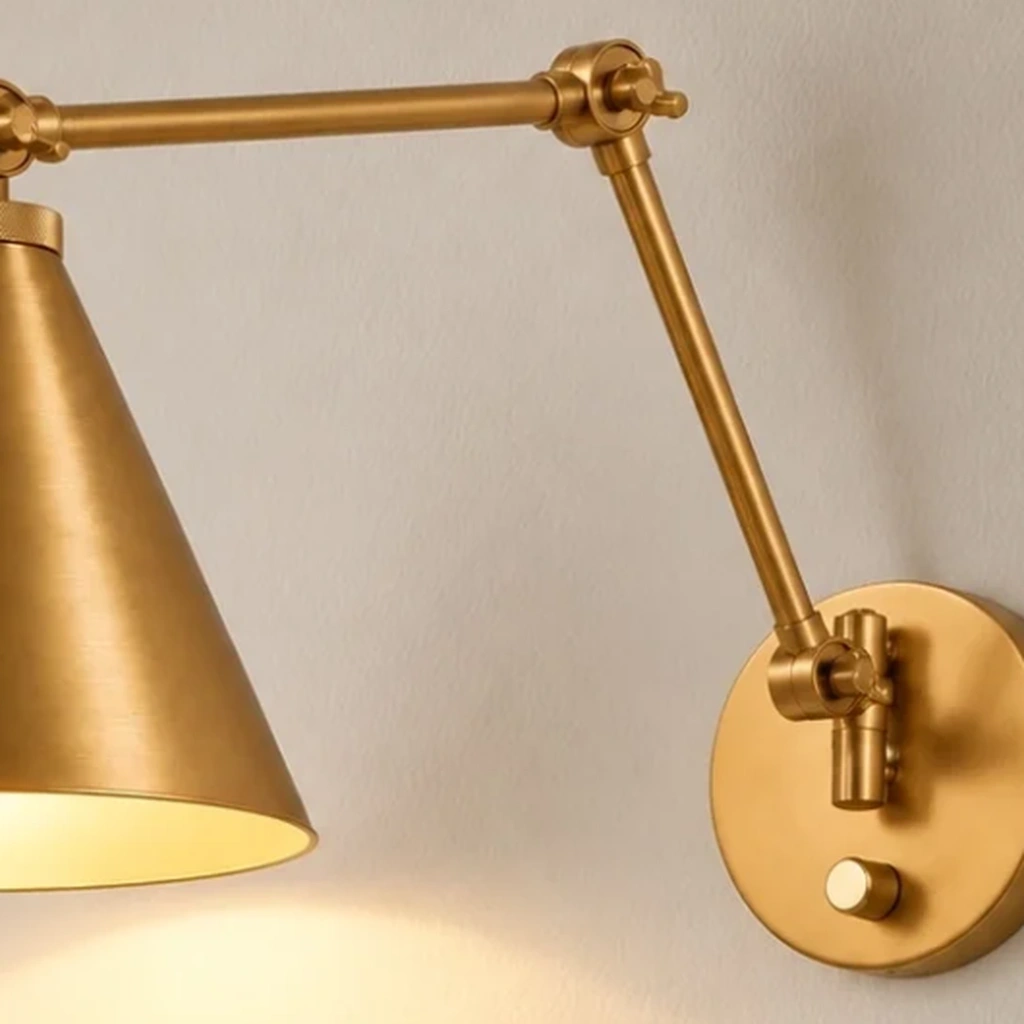 Jove Industrial Adjustable Swing Arm BrassWall Light detail 1