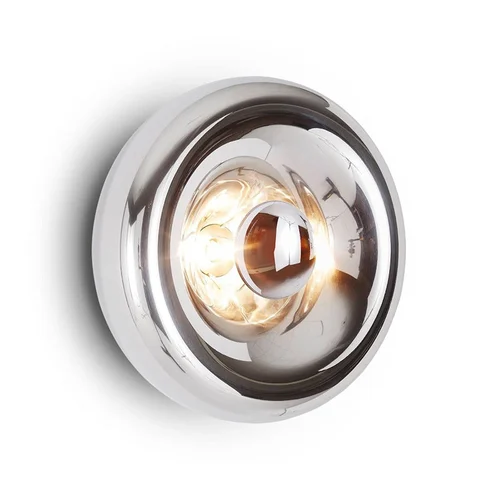 Chrome Lyric round glass metal wall light