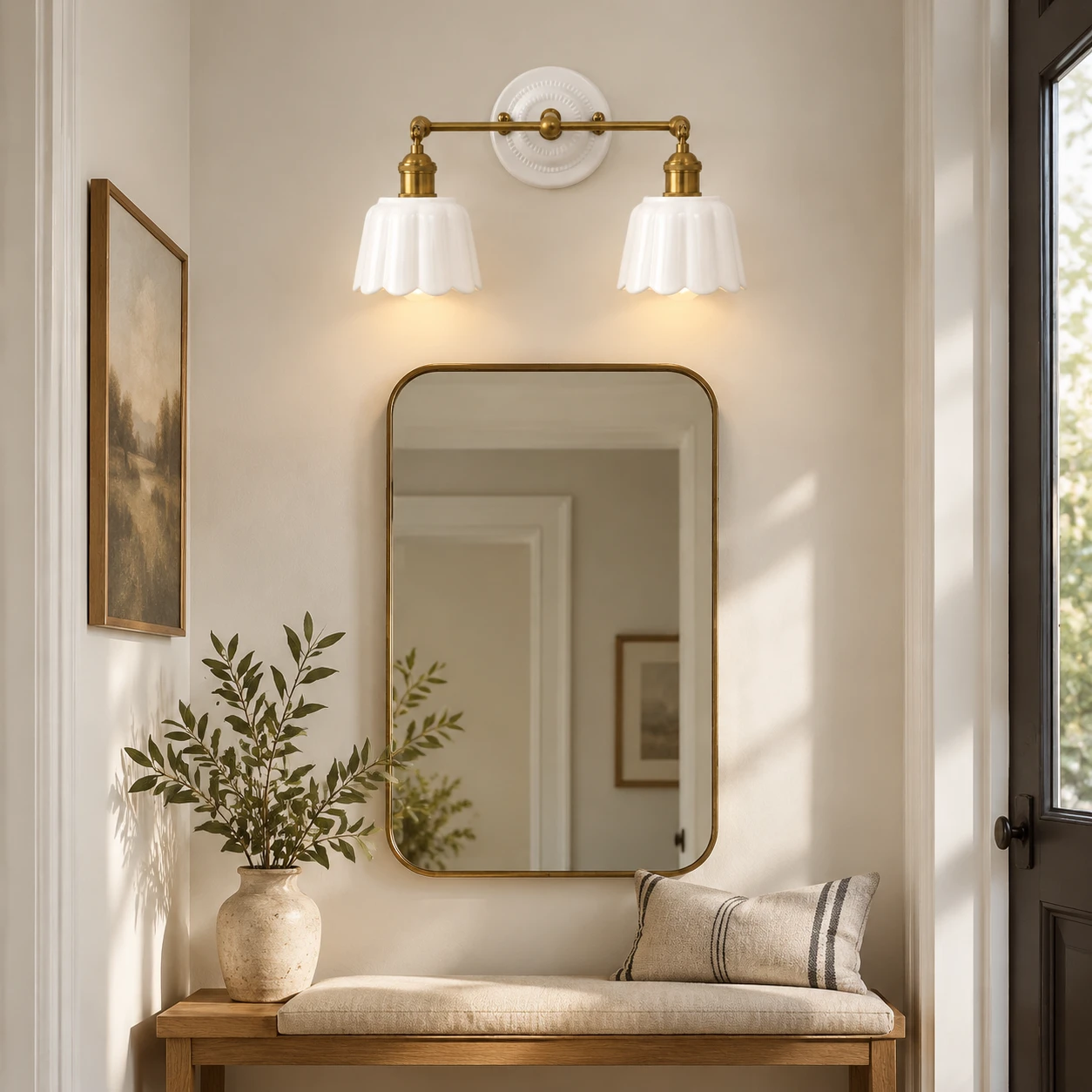 Fleur Vintage Petal Ceramic Vanity Light - entry