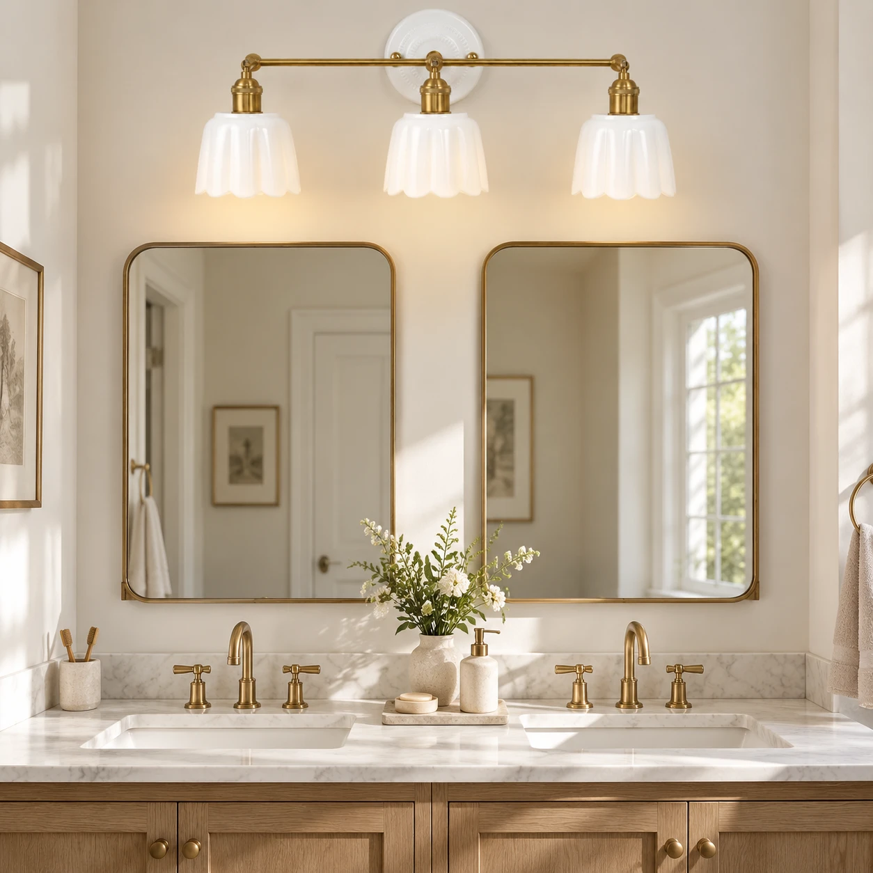 Fleur Vintage Petal Ceramic Vanity Light - bathroom