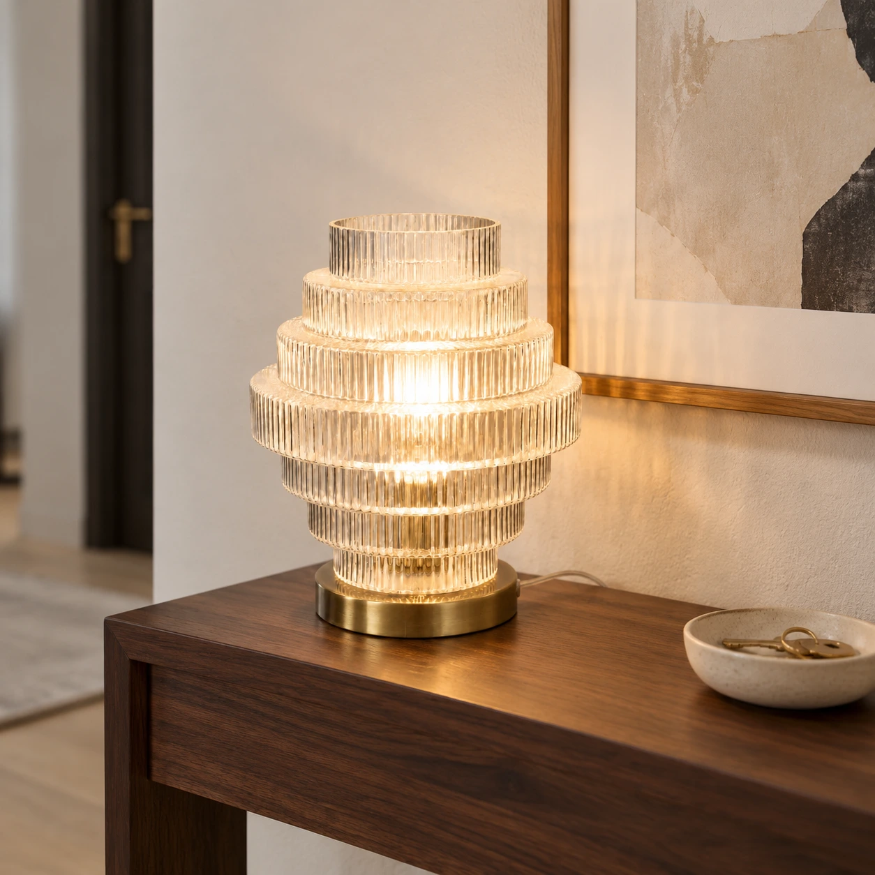 Florin Modern Ribbed Glass Layered Table Lamp product image