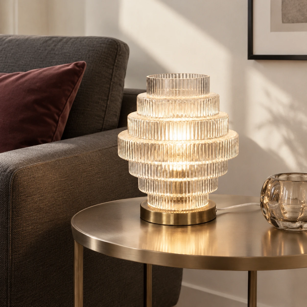 Florin Modern Ribbed Glass Layered Table Lamp product image