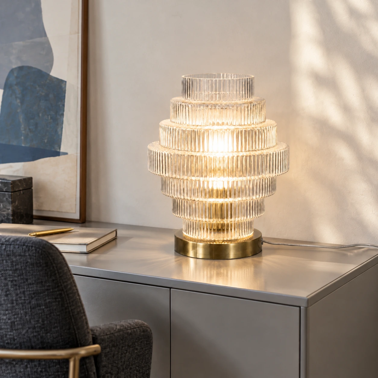 Florin Modern Ribbed Glass Layered Table Lamp product image