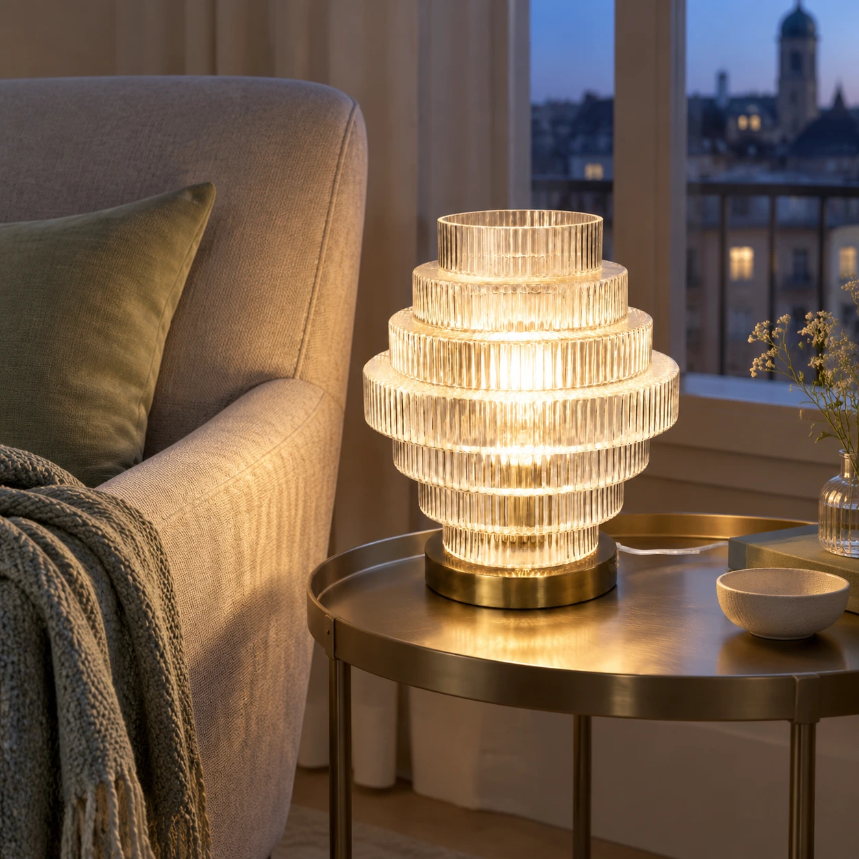 Florin Modern Ribbed Glass Layered Table Lamp product image