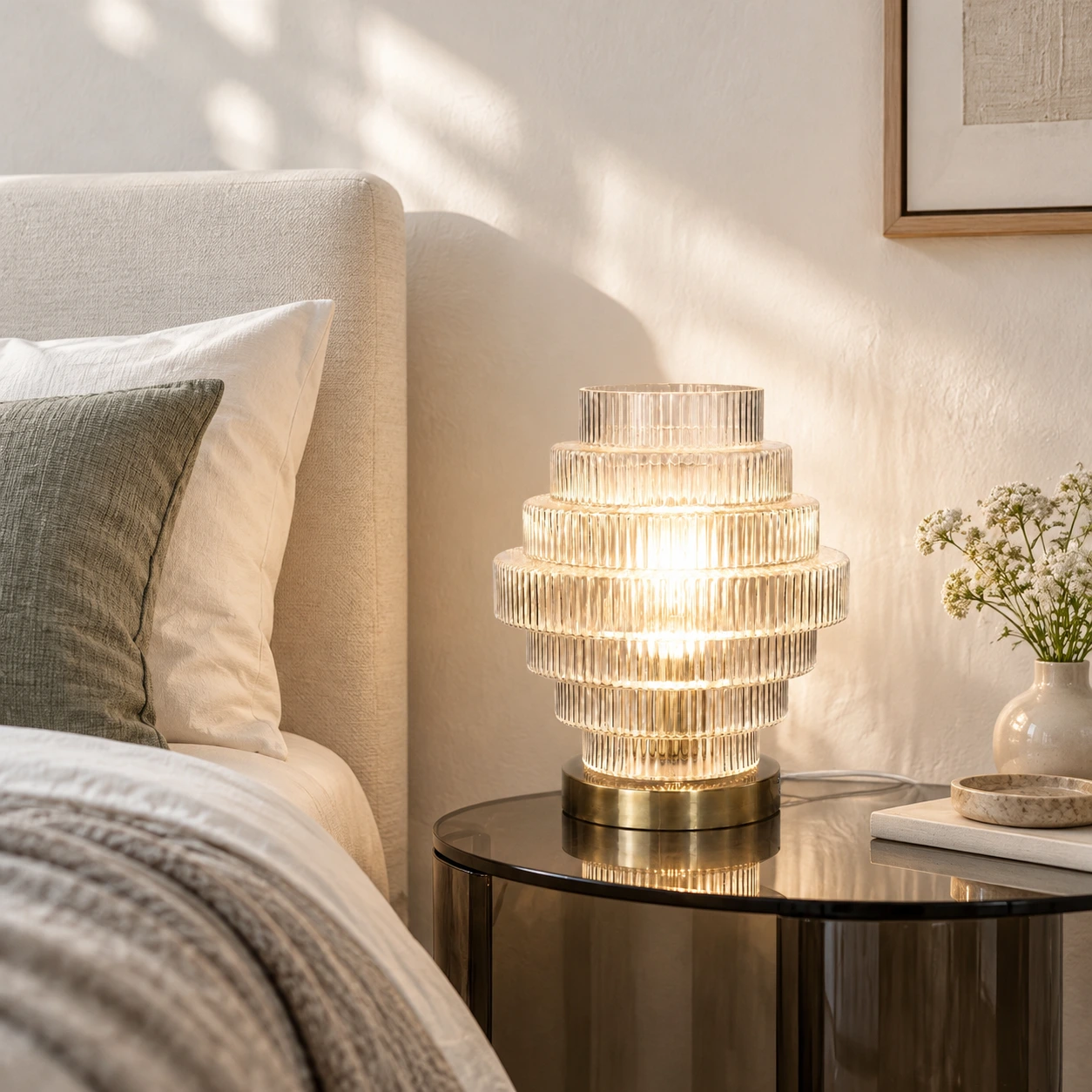 Florin Modern Ribbed Glass Layered Table Lamp product image