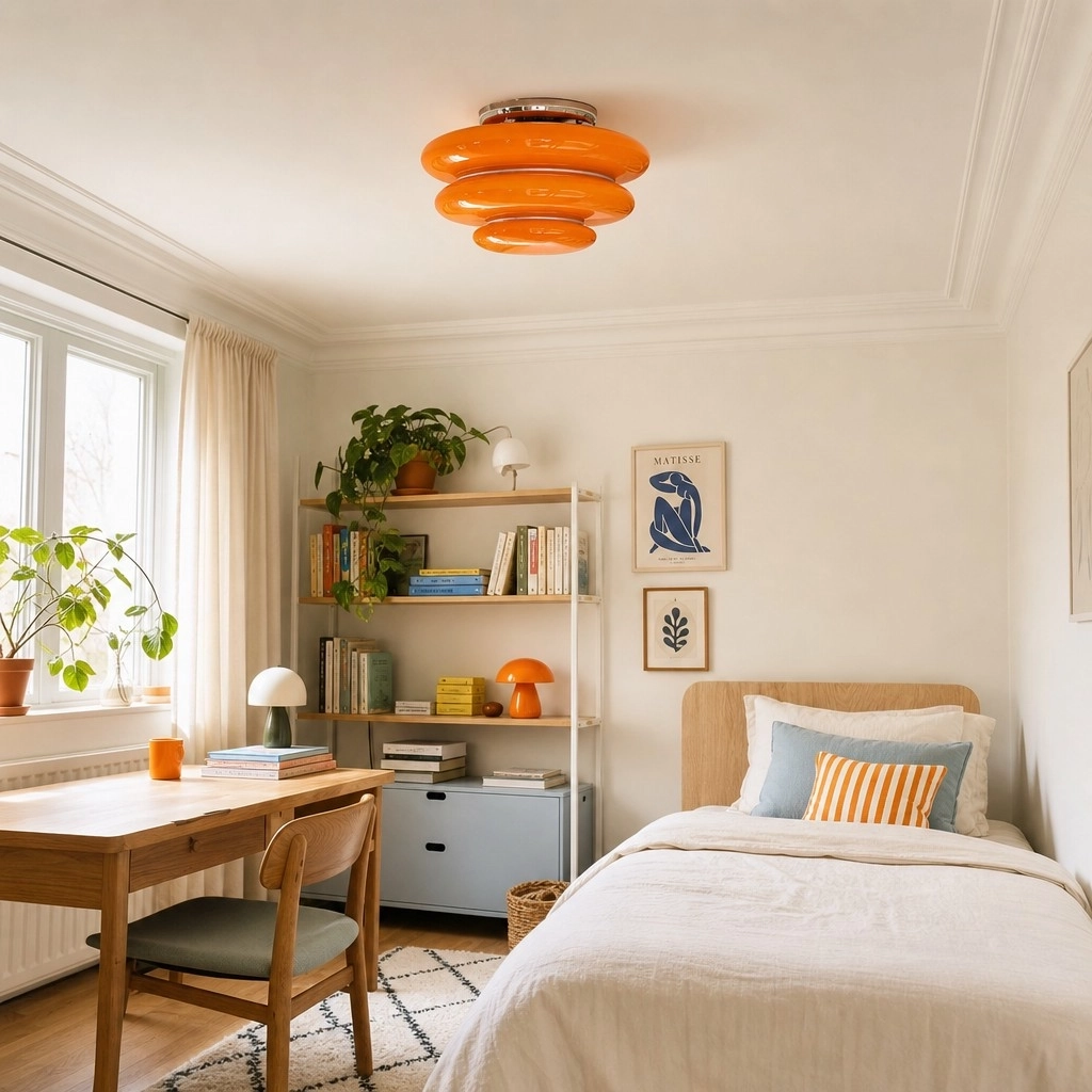 Ean ceiling light in a furnished living room