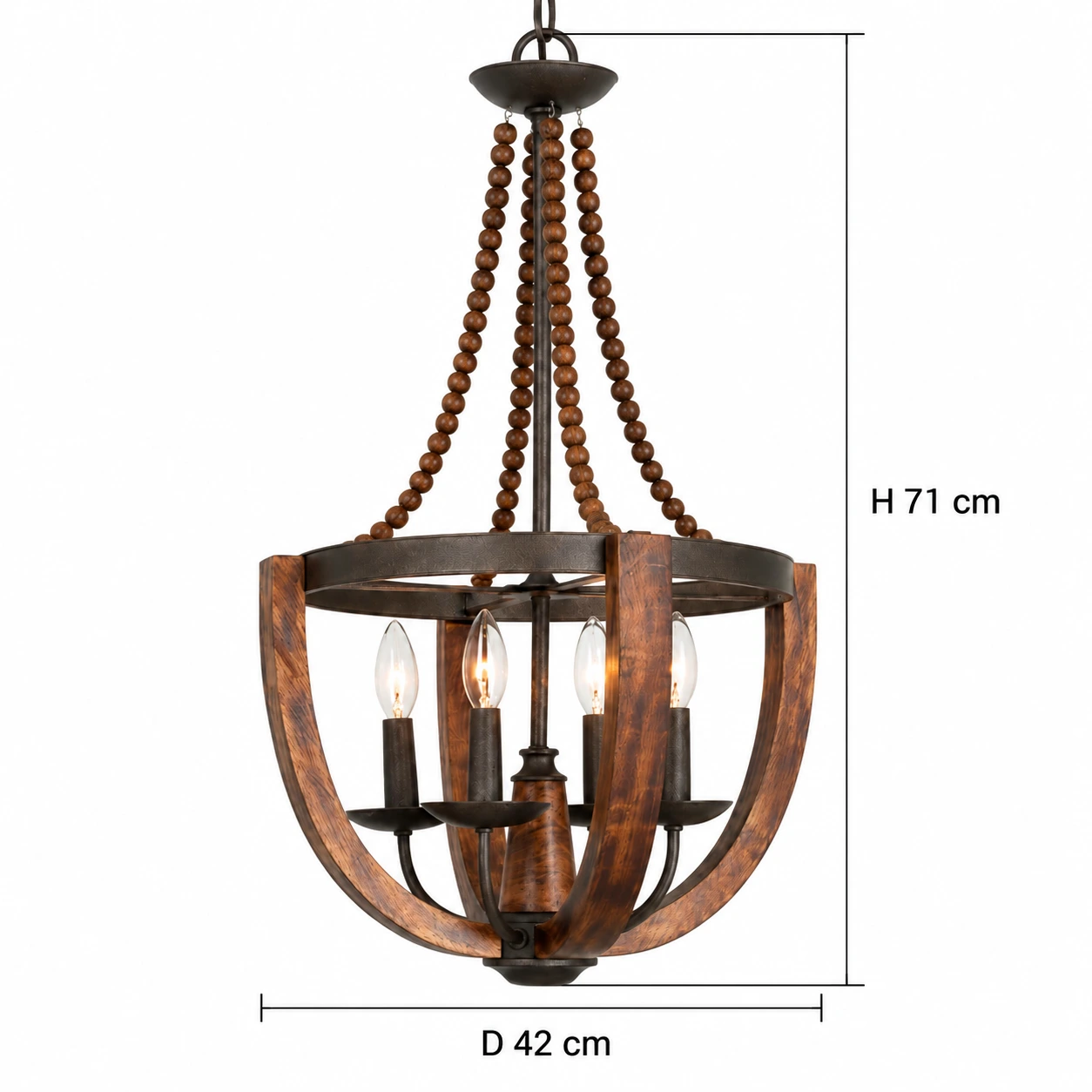 Four-Head Chandelier gallery dimension image