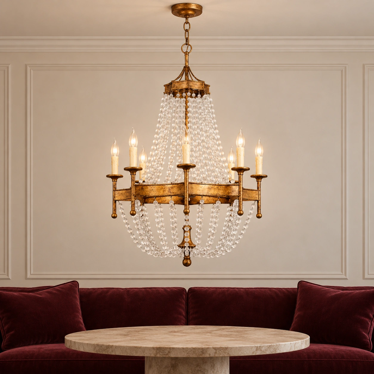 Camille vintage gold crystal chandelier scene 07 living verified