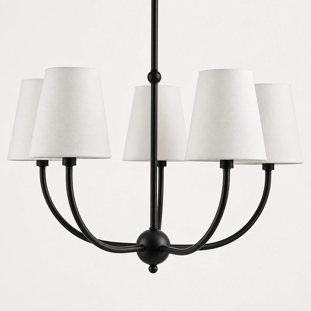 Close view of the complete black branch chandelier form