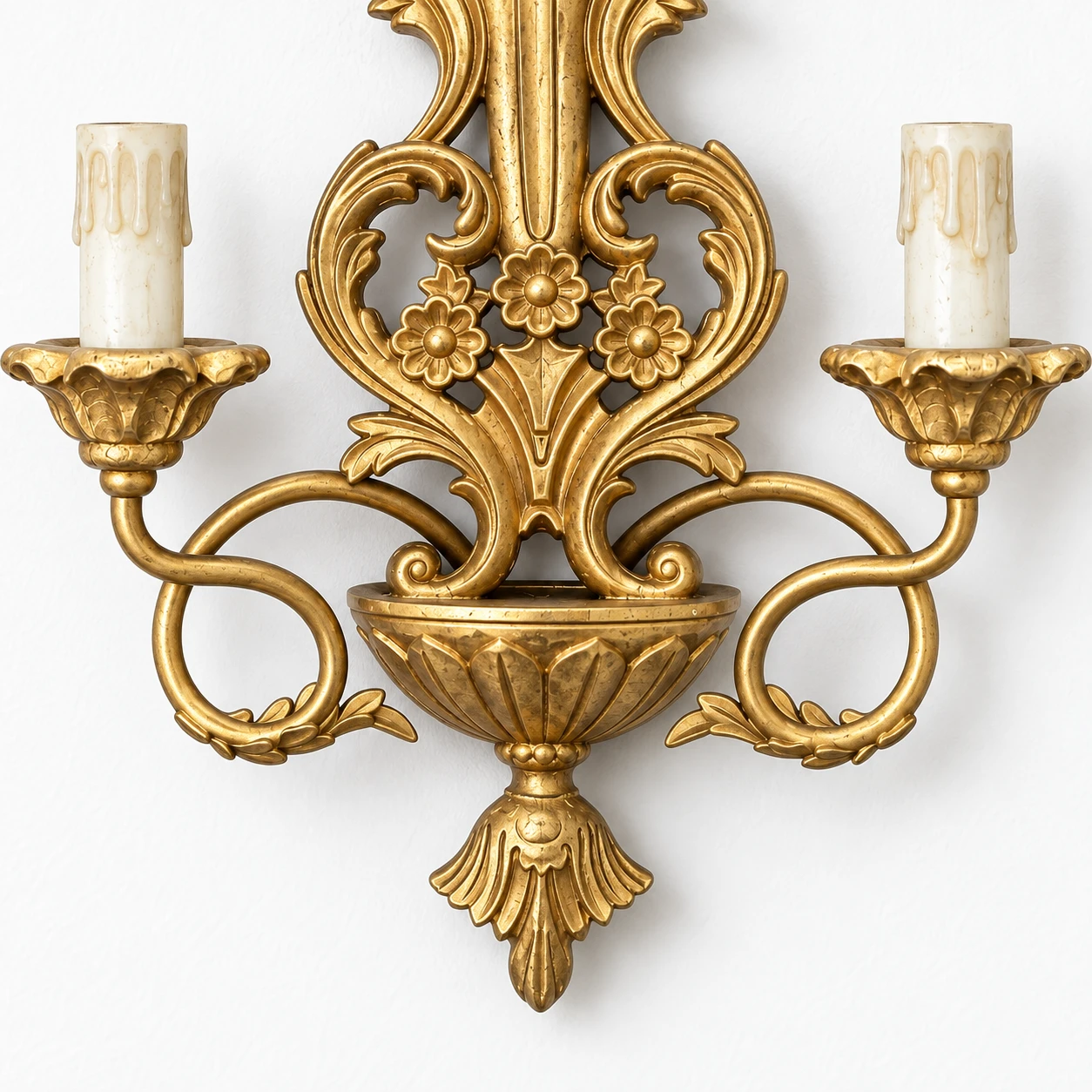 Lucien Vintage Gold wall sconce, gold lower bowl
