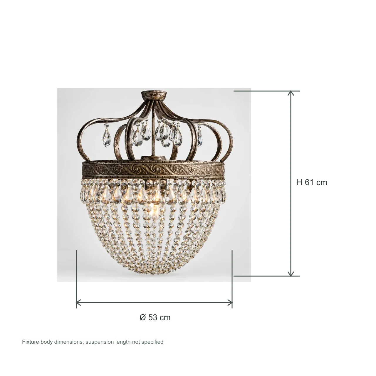 Iris Vintage Crown Iron-and-Crystal Chandelier — 11 dimension large