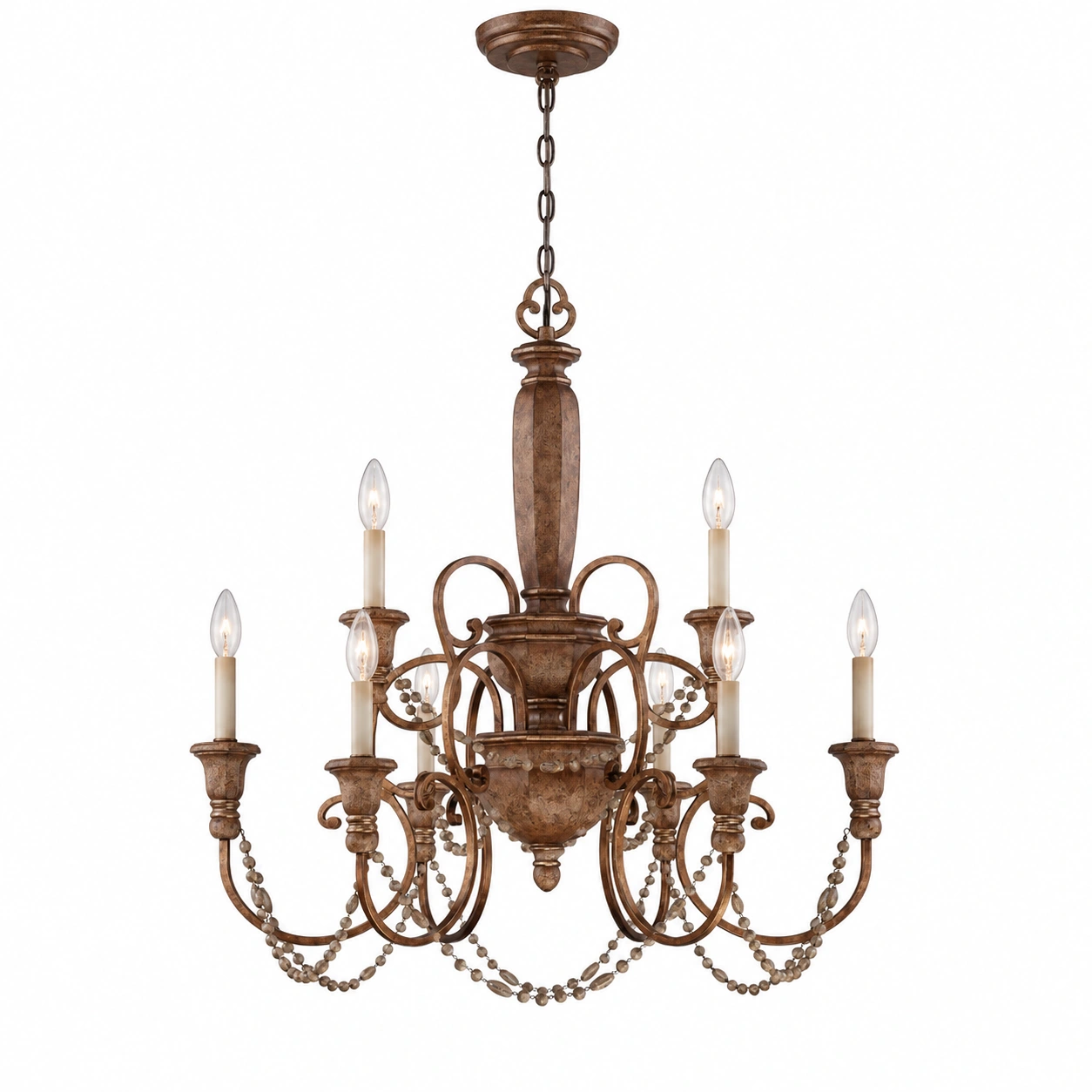 Aurelia small six-light wood pendant on white