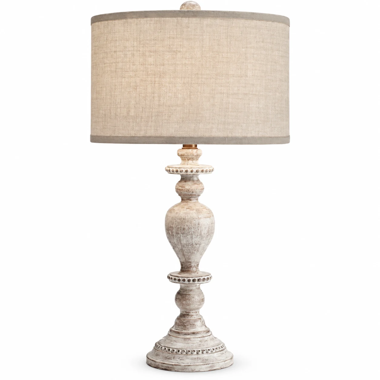 Distressed Carved Wood Table Lamp