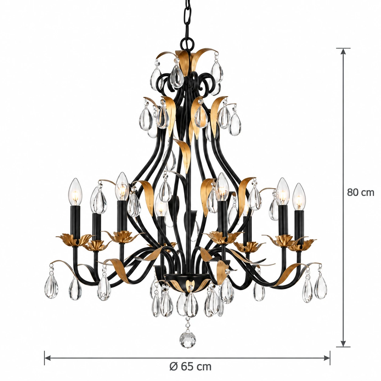 Dimensions of the 65 cm wide crystal chandelier