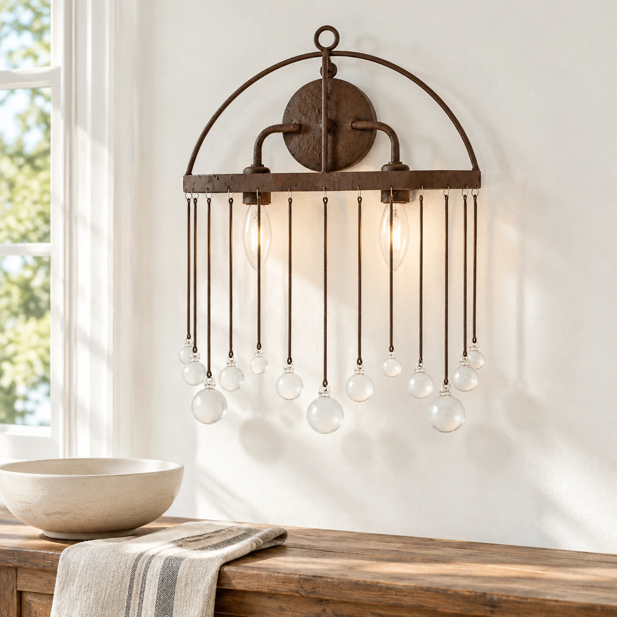 Mara Rustic Crystal Iron Pendant Chandelier — gallery 14