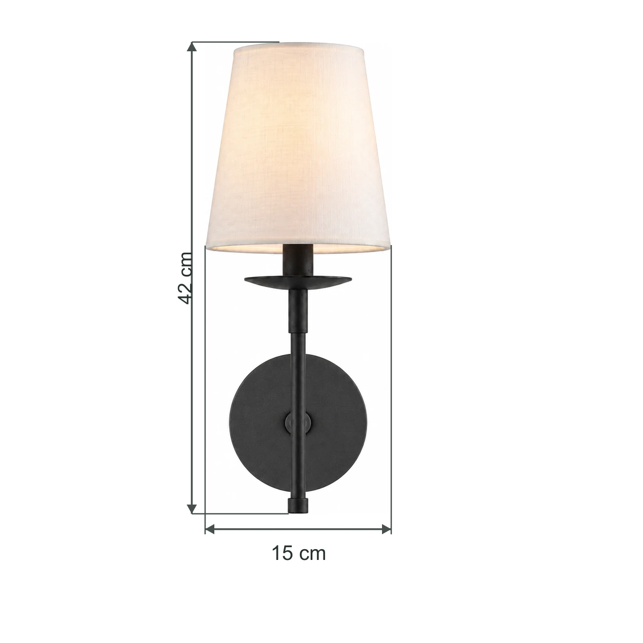 Front dimensions: 15 cm wide and 42 cm high