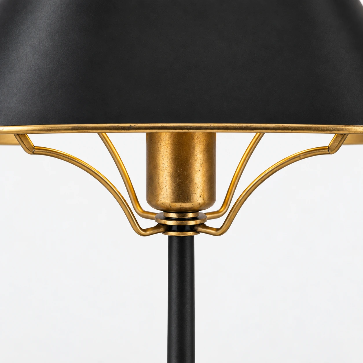 Black shade rim and gold support assembly detail