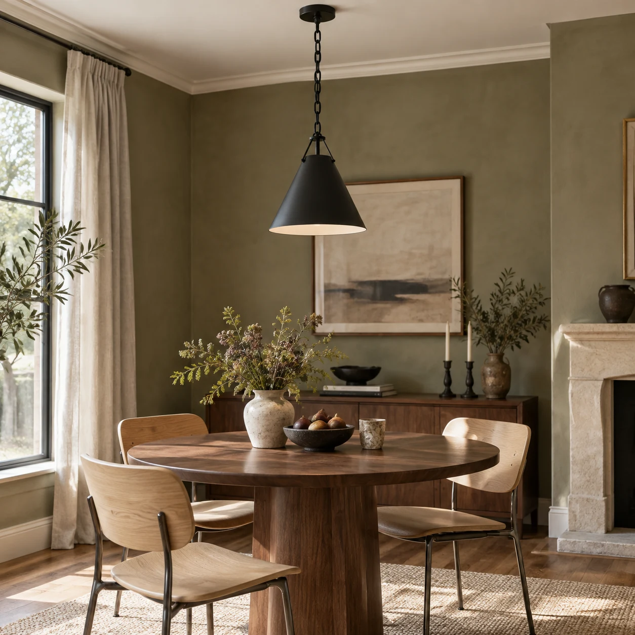 Elodie iron cone pendant light product image BDK-006-scene-06-walnut-dining