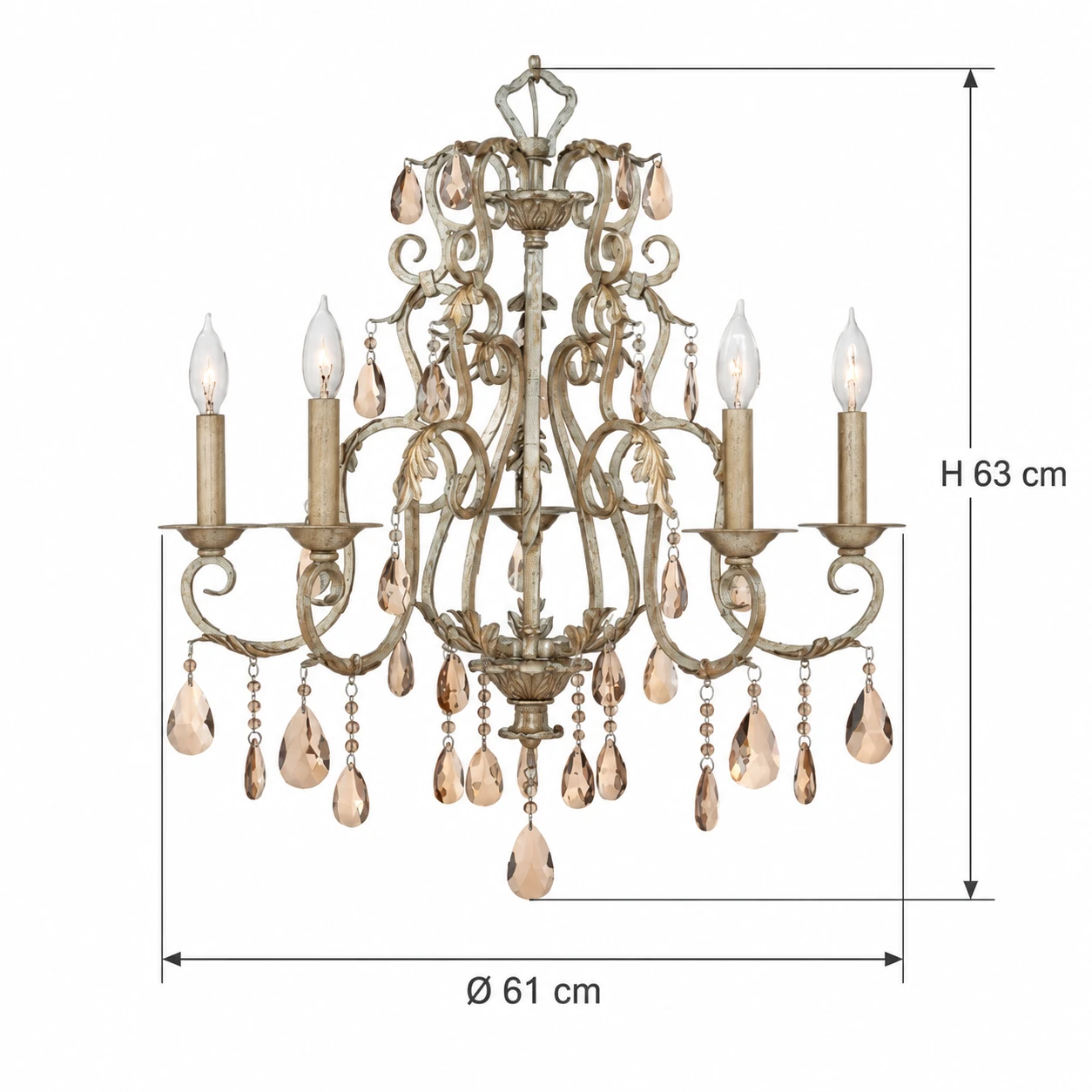 Eliza four-light chandelier diameter 61 cm and height 63 cm