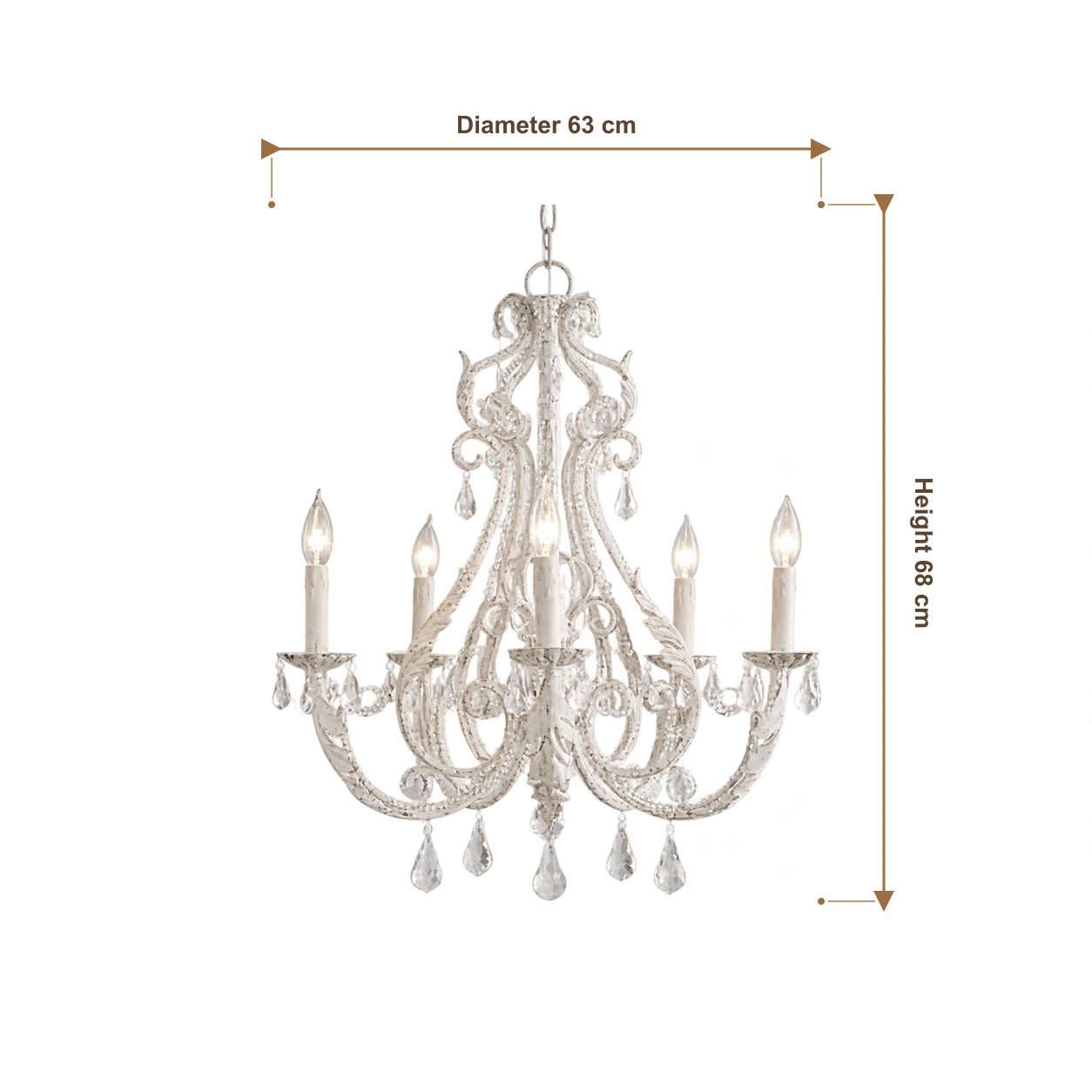 Vintage crystal chandelier white5 gallery dimension