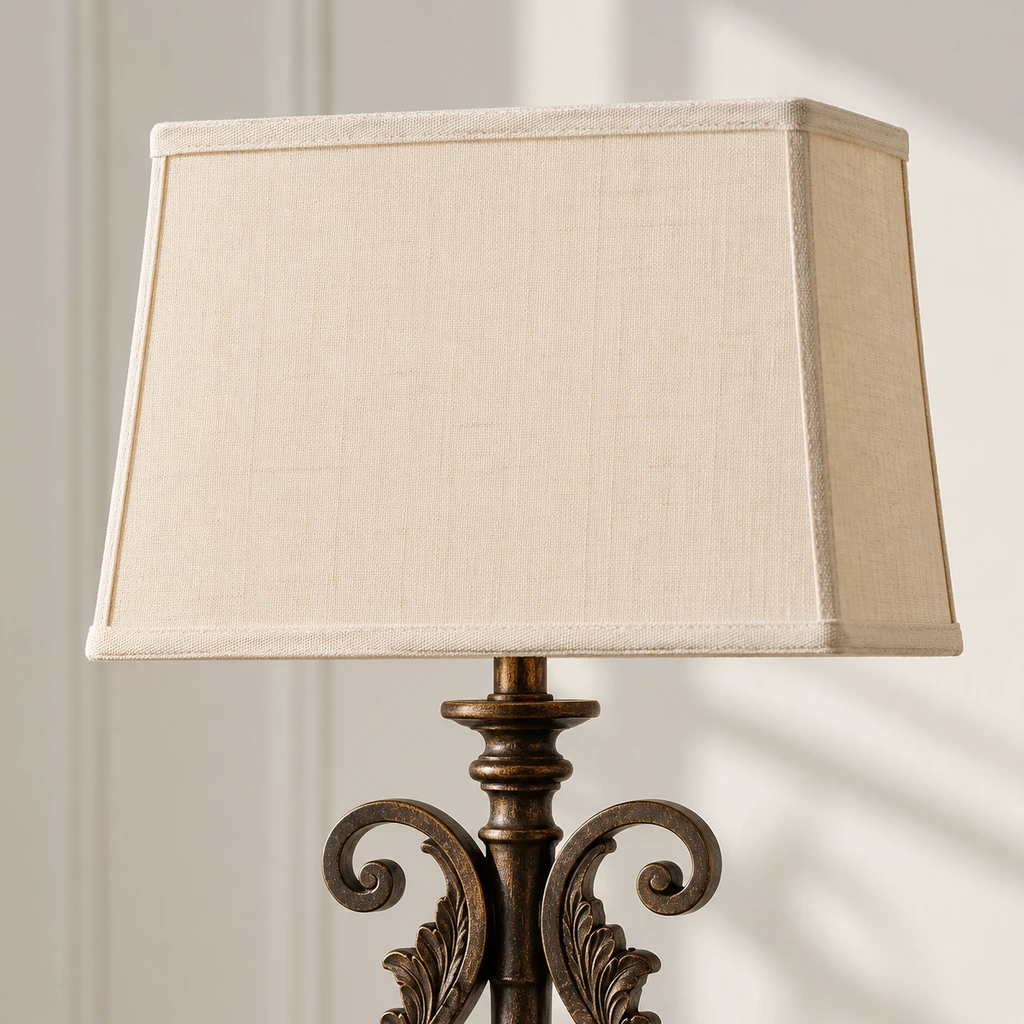 Rothbury ornate table lamp illuminated in a neutral studio