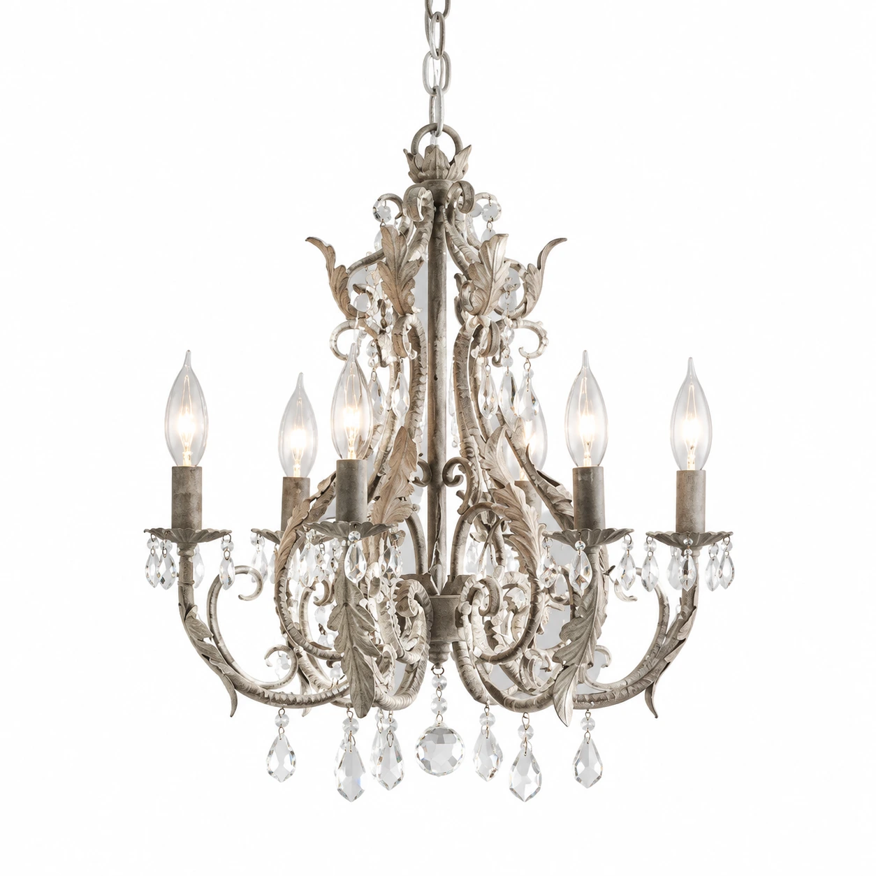 Vintage crystal chandelier gray6 sku white background