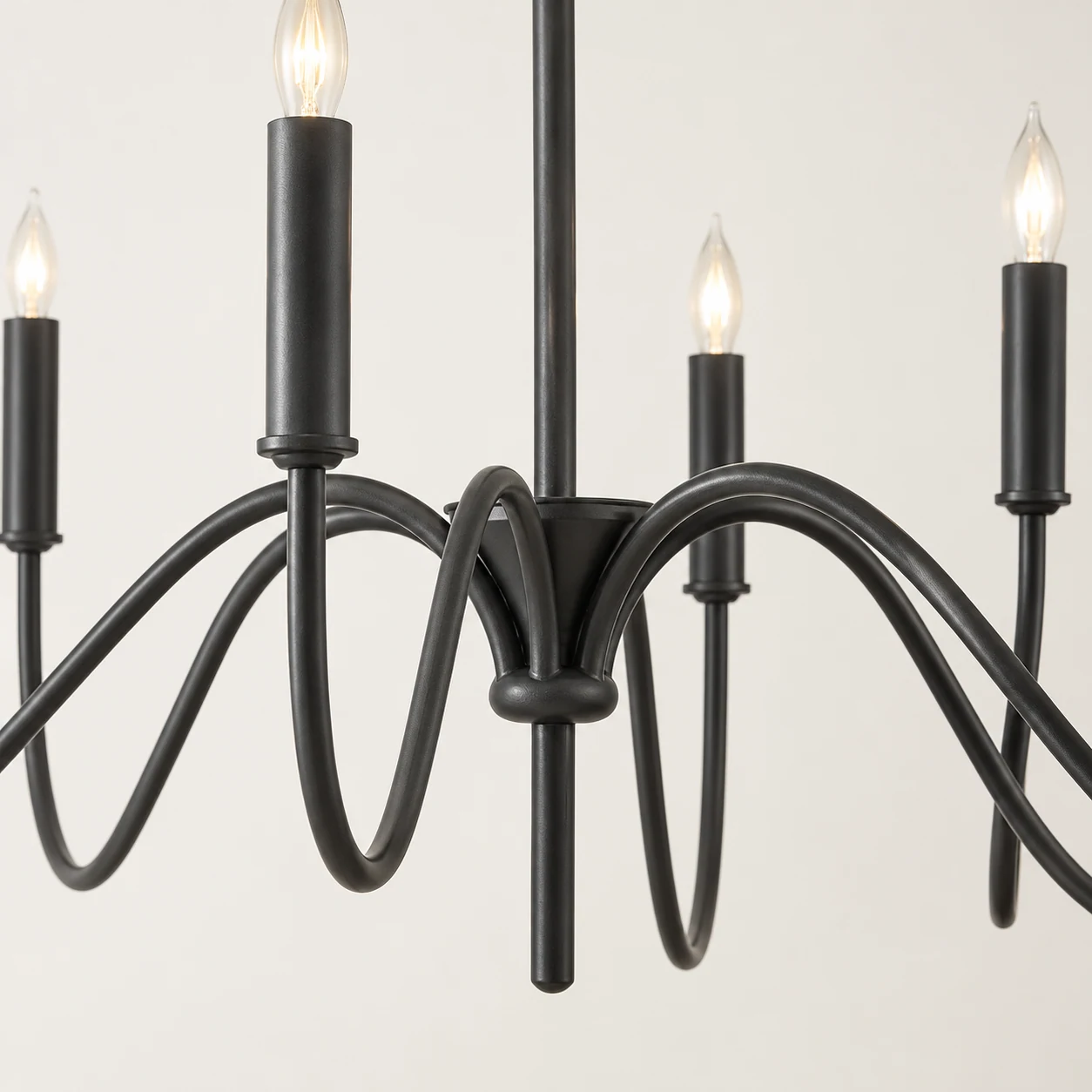 Mara Vintage Curved-Arm Iron Chandelier, detail arms