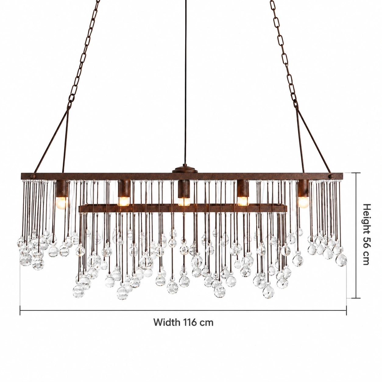Mara Rustic Crystal Iron Pendant Chandelier — gallery 20