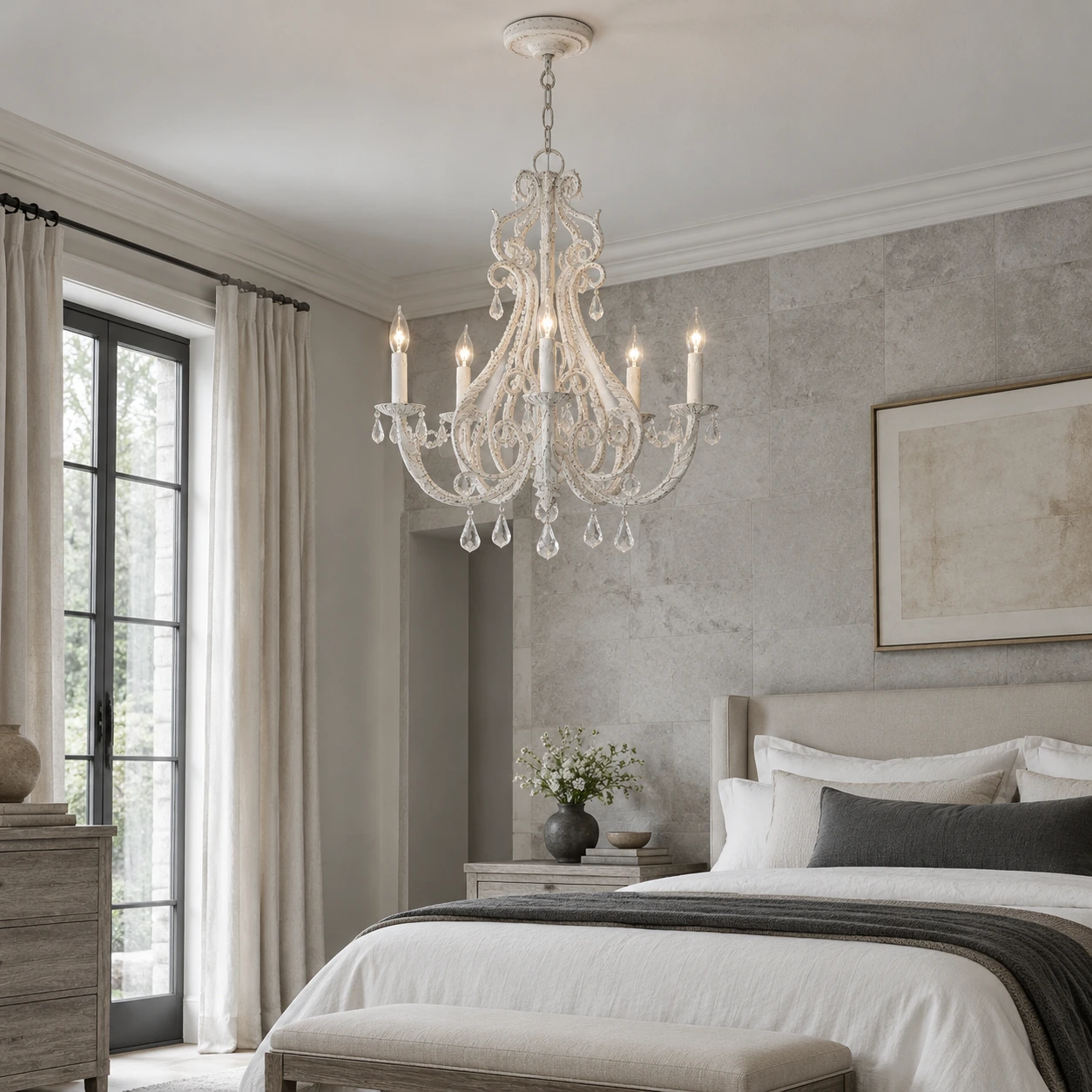 Vintage crystal chandelier white5 scene