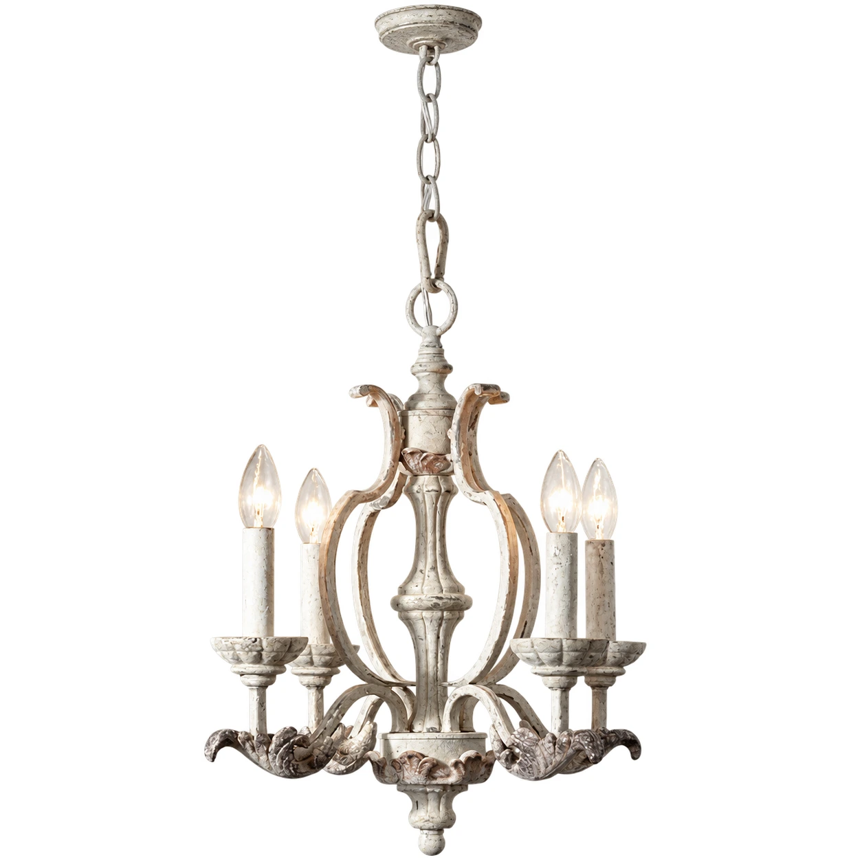 Vintage Distressed Four-Light Chandelier