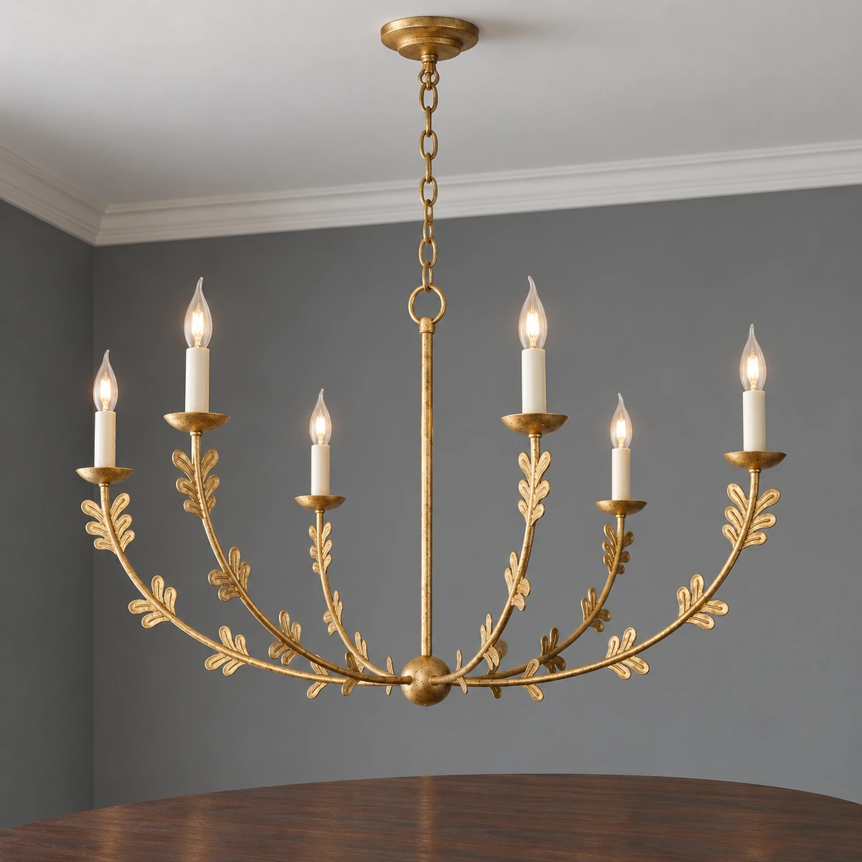 Mira Vintage Leaf-Branch Iron Chandelier — 01 core gold