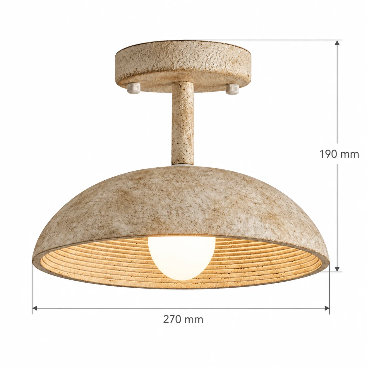 Clara flush mount ceiling light dimensions: 270 mm diameter and 190 mm high