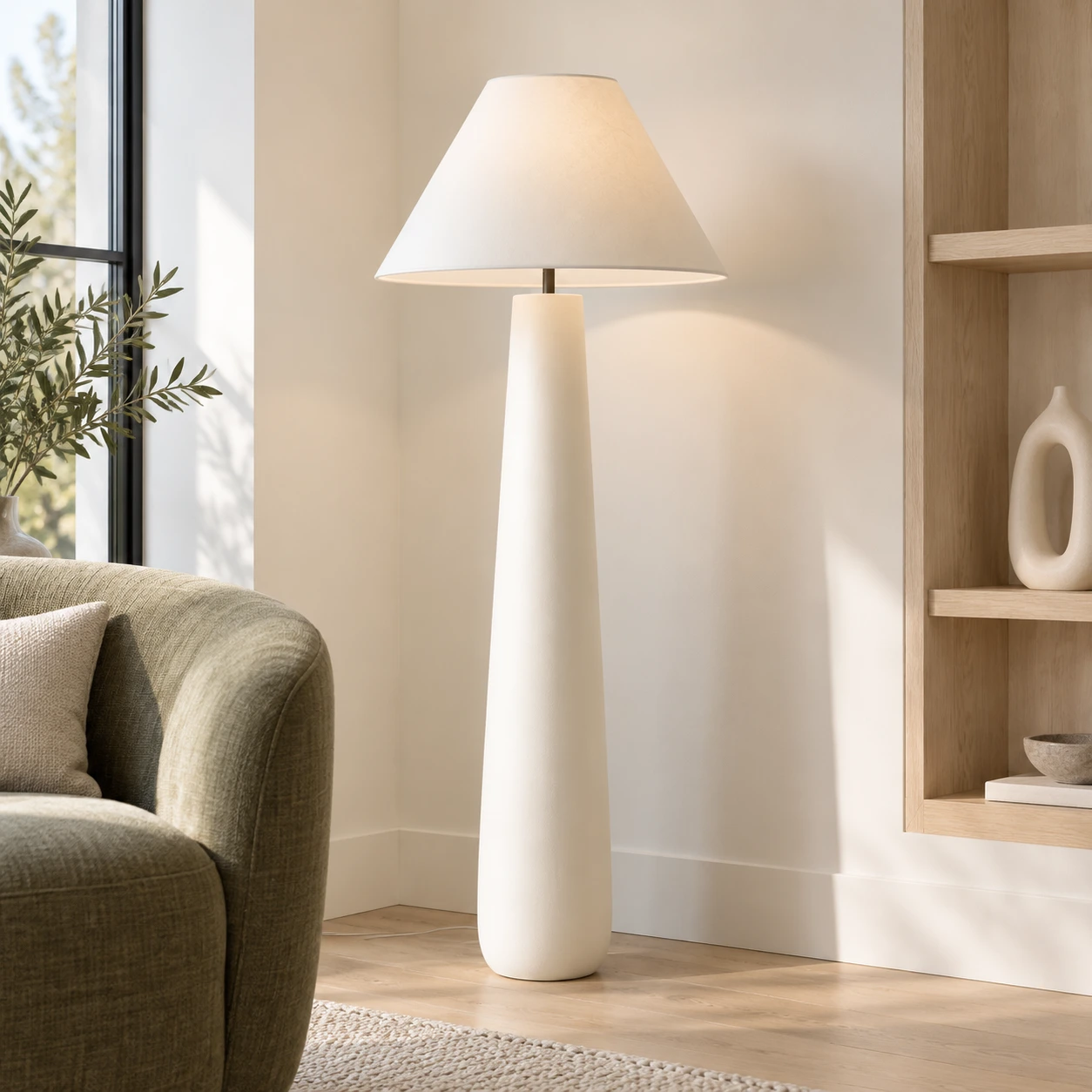 Elena Rustic Tapered Wood Floor and Table Lamp — 02 scene white floor
