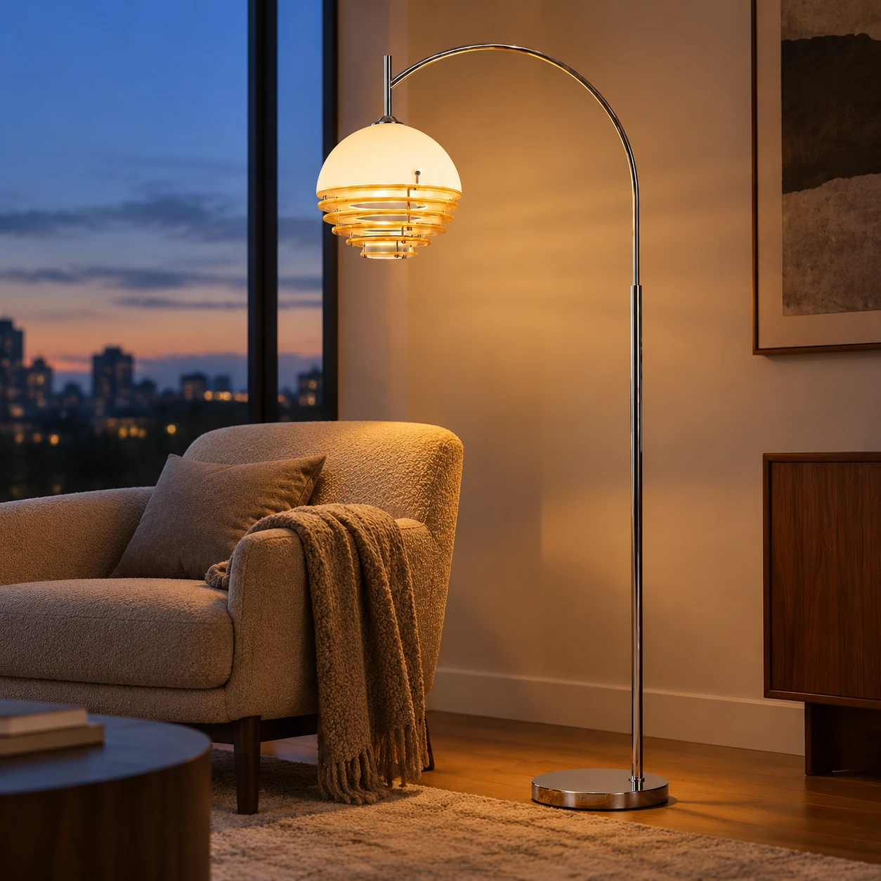 Calvero Size D floor light in an evening lounge