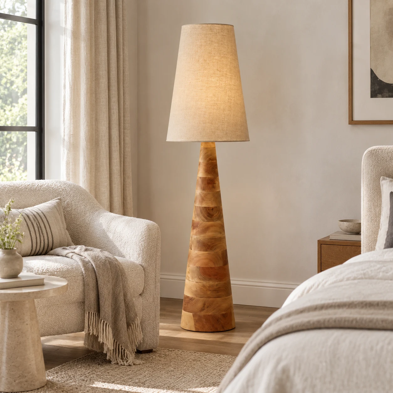 Elodie floor lamp in a bedroom seating area