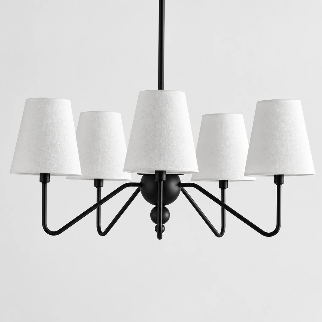 Close view of the complete black branch chandelier form