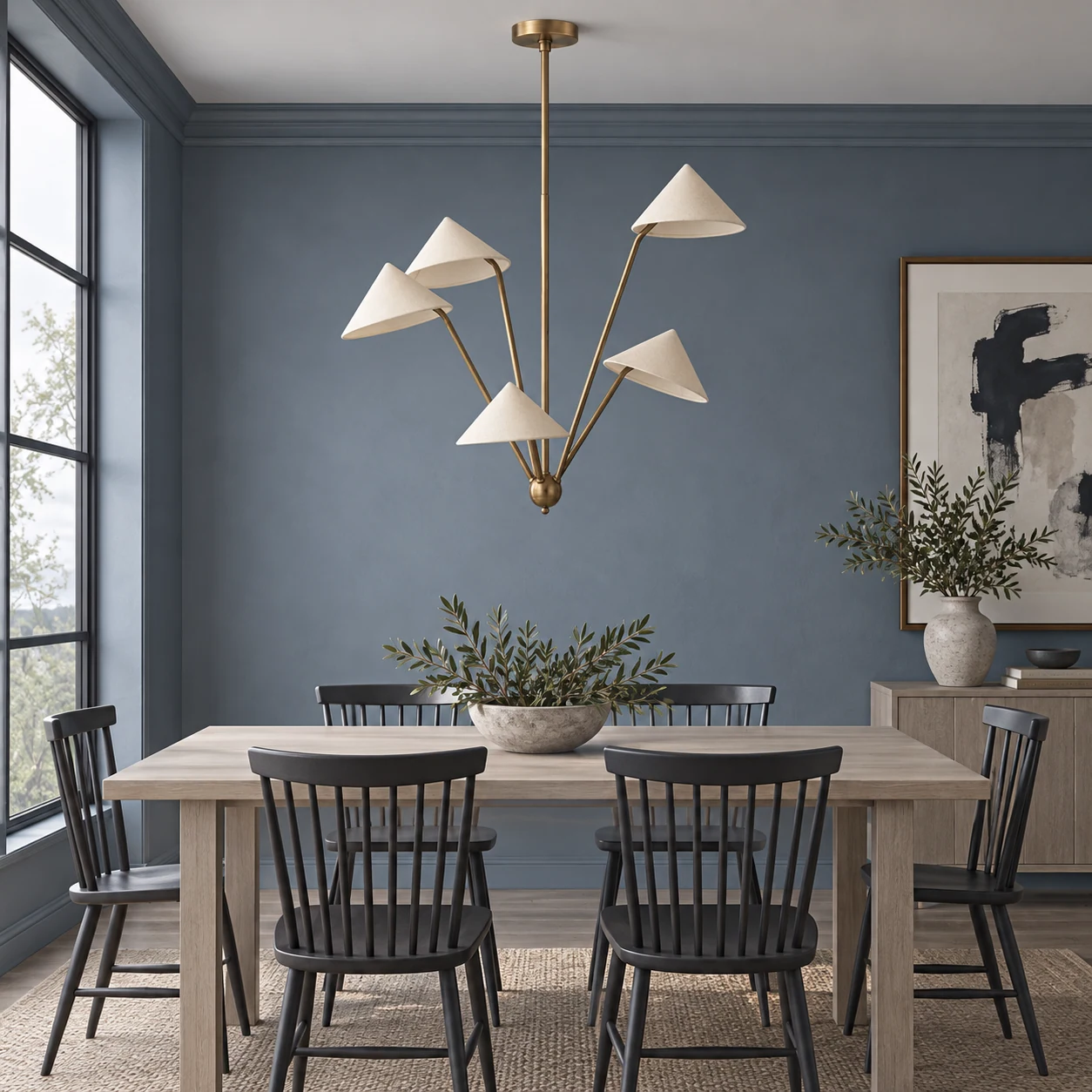 Five-light fabric shade pendant, core hero scene
