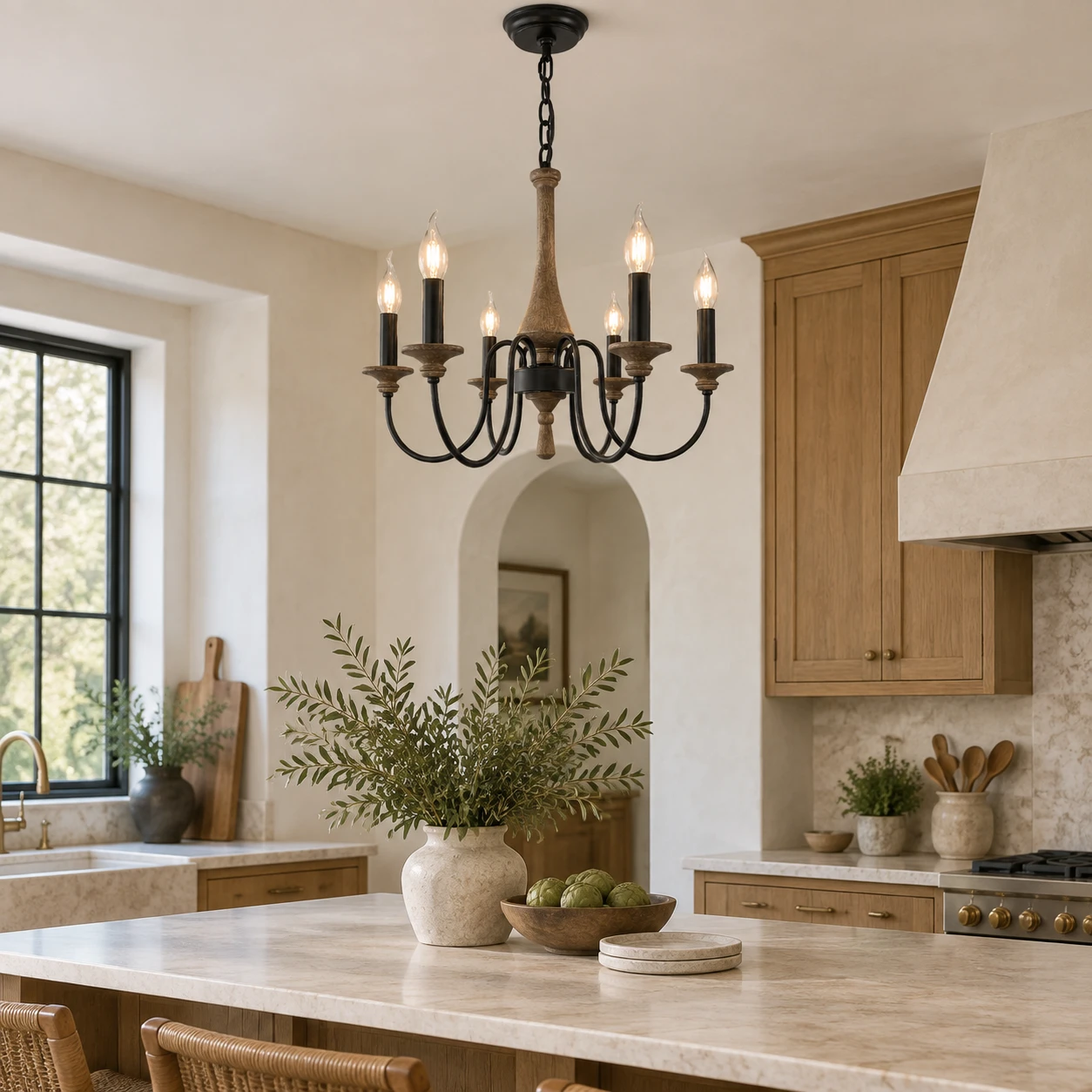 Sophie French Carved Wood Wall Sconce in a residential interior