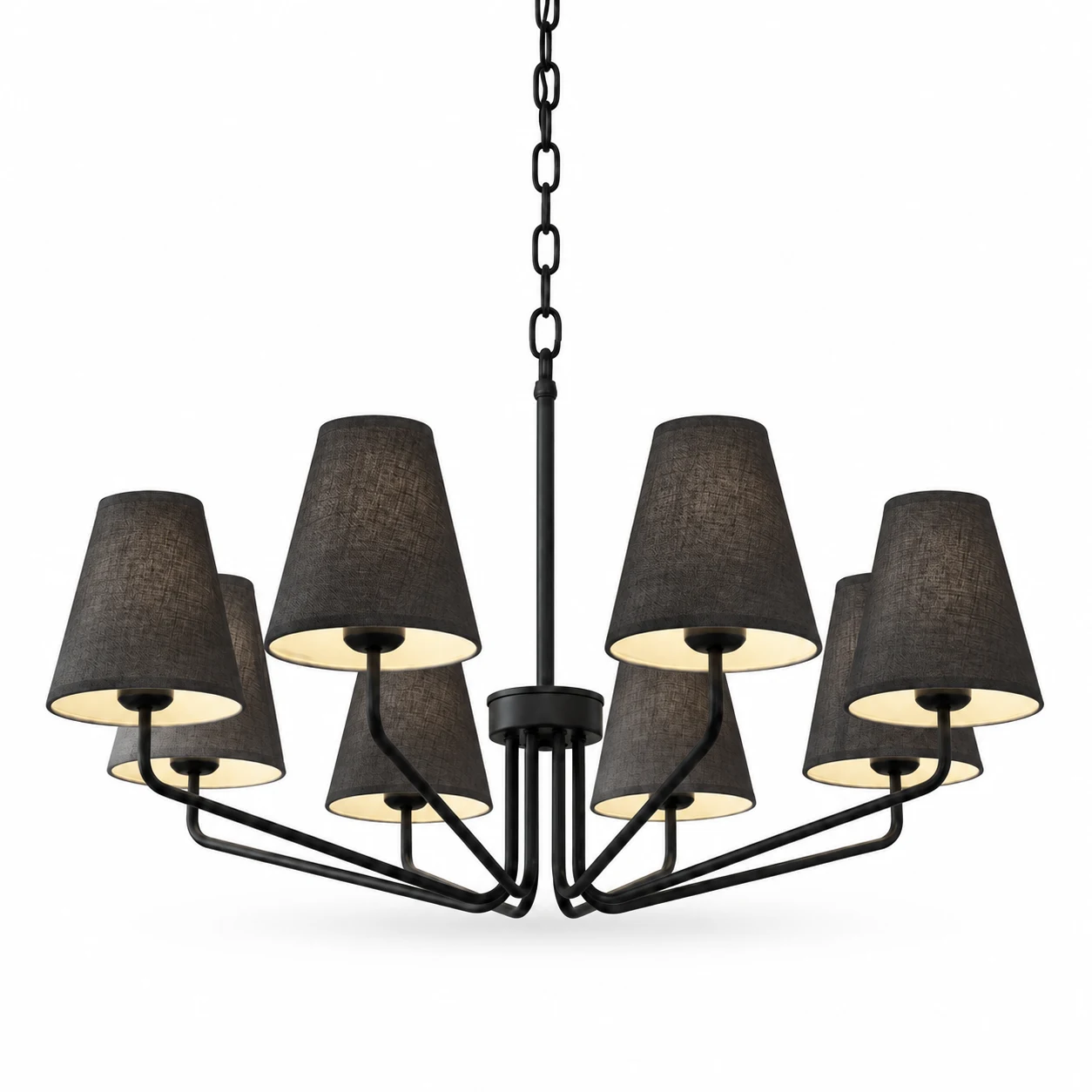 Lucia BDK-012-04 black iron branching chandelier on a white background