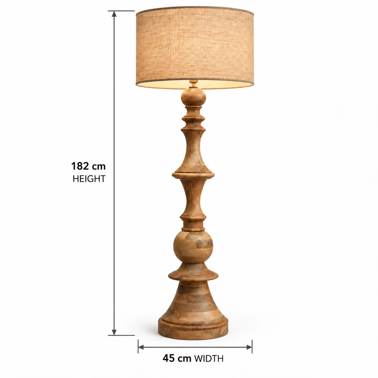 Mara American Rustic Sculpted Wood Floor Lamp — 09 dimension