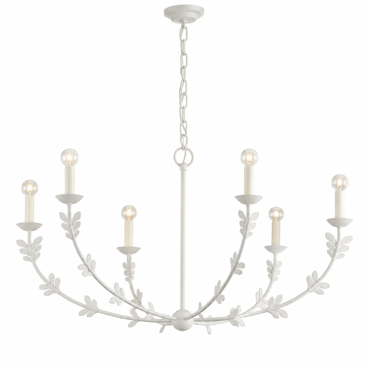 Mira Vintage Leaf-Branch Iron Chandelier — 05 white identity