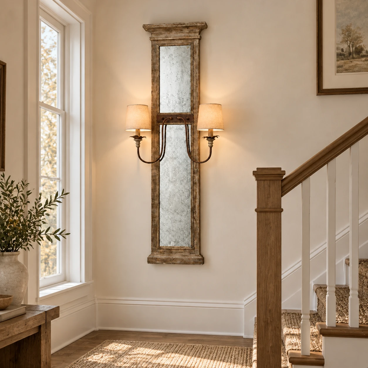 Marlow wall sconce on a stair landing